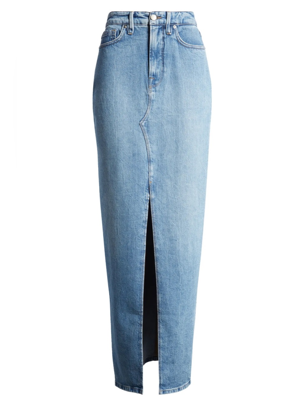 Good American Slit Front Denim Maxi Skirt